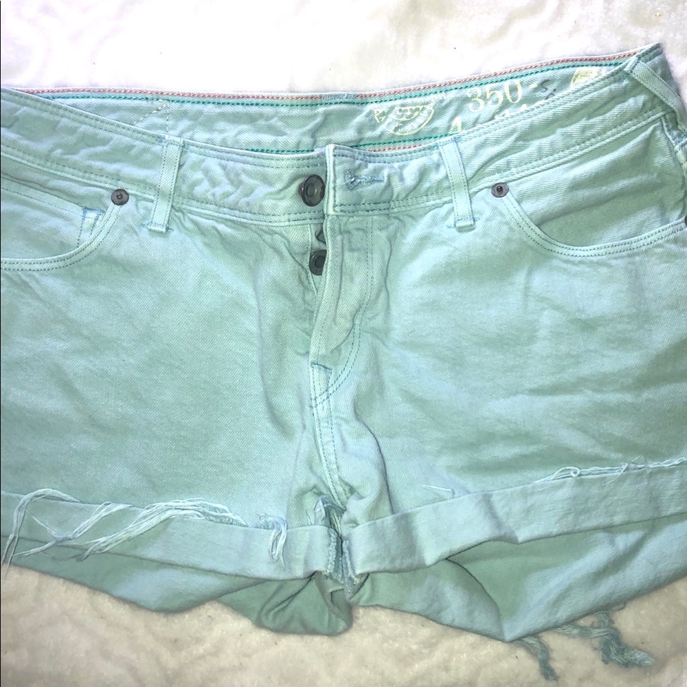 Jack Wills Light Teal Denim Cuff Shorts